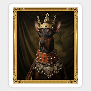 Regal Dobermann - Medieval German Queen (Framed) Sticker